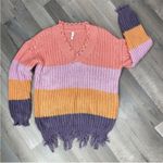Wishlist Distressed Colorblock Grunge Pullover Sweater Medium Large Purple Multi Photo 13