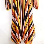 City Chic Dress Gold Stripe Multicolored Maxi Sz 16W NWT V Neck Asymmetrical Hem Photo 10