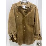 JH Collectibles Vintage Leather Suede Button Down Top Jacket w/ Gold Buttons 4 Tan Photo 0