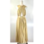 Anthropologie Pleated Halter Midi Dress Gold Verb by Pallavi Singhee Metallic Photo 9