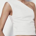 ZARA NWOT  Sleeveless Asymmetric Neck One Shoulder Crop Top White Women's Size S Photo 0