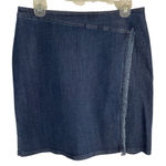J. Jill Denim Frayed Hem Skirt Side Zipper Size 6 retro western trad wife boho Blue Photo 0