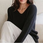 Jenni Kayne  V Neck Cotton Cabin Sweater Black Photo 6