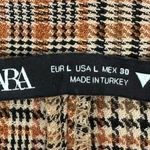 ZARA  - Brown Plaid Long Sleeve Ruched Mini Dress Sz L Photo 6