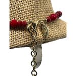  Chicos Y Necklace Gold Red Beads Statement Dangles Adjustable 19" Photo 4