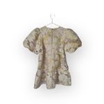 THML  Metallic Gold and Cream Textured Puff Sleeve Dress Photo 3