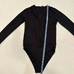 ZARA  Trafaluc Black Long sleeve Bodysuit Draped V-neck Snap Closure Size Small Photo 7