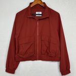 Old Navy XS Cropped Bomber Jacket Vented Rust Red Stretchy Streetwear Athleisure Photo 1
