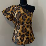 Kenar  Leopard Print One Shoulder Blouse with Rhinestones • One Shoulder • Size 8 Photo 1