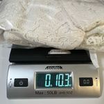 Amazon White Lace High Neck Dress Lined Flare Sleeves Scalloped Hem Size Small Photo 7