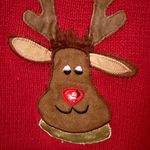 Tiara International Christmas Reindeer Red Knit Zippered Cardigan estimated size Medium Photo 13