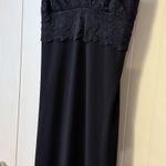 B Moss Black Vintage 1990 Lace Top Tie Back Deep Plunge Bodice Cocktail Dress # Size M Photo 12