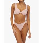 We Wore What Cheeky High Leg Bikini Bottom in Solid Baby Pink Medium New Womens Photo 10