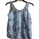 The Vermont Country Store Size Small Cardinal Bird Flannel Blue Novelty Top Photo 0