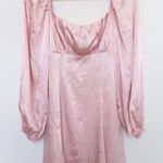 ASTR Womens Dress Size S Pink Satin Puff Sleeve‎ Mini Babydoll Coquette Milkmaid Photo 0