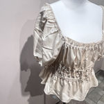 Antonio Melani Crop Peplum Blouse Women’s Large Angel Sateen Cottagecore Western Photo 7