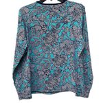 Lands' End L Floral Swim Shirt Rash Guard Long Sleeve Aqua Blue White Navy Size L Photo 5