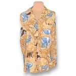 Vintage 90s North Crest Shirt Tan Sleeveless African Map Animal Print Plus 2X Photo 7