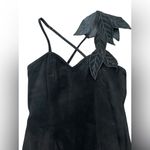 Pia Rucci Vintage Little Black Suede Leather Dress Sz S/M 12 Criss Cross Straps Photo 3