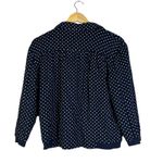 Mango  Suit Navy White Polka Dot Button Front Bomber Jacket Womens L Photo 3
