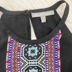 Daniel Rainn Mock Halter Neck Sheer Layered Pattern Sleeveless Blouse Photo 8