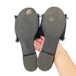 BCBGeneration Black Cherry Beaded Denim Fringe Slides Sz 6.5 Photo 1