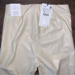 ZARA Faux Leather Off White Hi- Rise Leggings Women’s Size Small New with Tags Photo 4