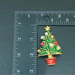 Vintage Unsigned Enamel Christmas Tree w/ 4pairs Of Earrings Holder Brooch Set Photo 12