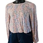 AFRM Women's Long Sleeve Balloon Blouse – Colorful Animal Print – Size Medium Pink Photo 7