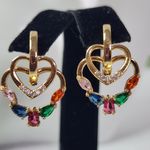 Gold Filled Double Heart Huggie Hoop Earrings Photo 0