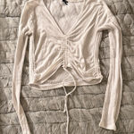 Urban Outfitters White Ribbed Long Sleeve Top Photo 0