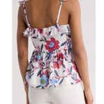 French Connection  Aden Bai Lurex Frill Cami Top Summer White Cerise Size 4 NWOT Photo 1