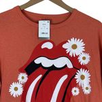 The Rolling Stones NWT Graphic T-Shirt Womens S Orange Cropped Band Tee Daisy Floral Photo 1