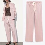 ZARA NWOT pink poplin pant’s drawstring waist straight leg pants Photo 1