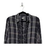 Pilcro  Anthropologie Ruffle Front Plaid Button Up Womens Size XS Blue Photo 1