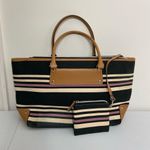 Victoria's Secret Victoria’s Secret purple cream black striped zip shoulder bag with coin purse Photo 0