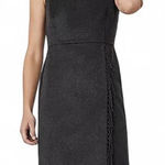 Ann Taylor Wool Blend Dress Sz 8 Gray Wrap Skirt with Fringe Classic Career Work Photo 0