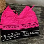 Juicy Couture SET of 2 Black & Pink Logo Print Athletic Sport Bras L Photo 3