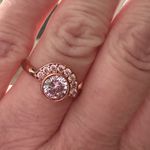 Boutique NEW Women’s Half‎ Moon Rose Gold Plated S925 Simulated Diamond Ring, Size 7 Photo 0