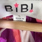 BIBI Womens Purple White Satin Zebra Print Peasant Top Size L Coastal Old Money Size L Photo 5