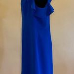 Maggy London 🛍️  Royal Blue Ruffle Cold Shoulder Sheath Midi Dress Size 16 Photo 3