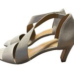 Bernardo  Womens Silver Leather Asymmetrical Strap Open Toe Sandals Heels Shoes 9 Photo 2