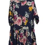 Yumi Kim  OOTD Dress Navy Floral Print Drop Waist - Approx. S (see meas.) FLAW Photo 2