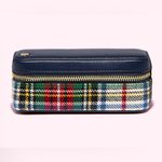 Stoney Clover Lane NWT Slim Jewelry Case Plaid Navy Blue Green Vegan Leather Photo 4