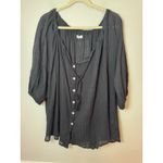 Vitamin A  'Costa' Cover-Up Tunic Shirt, Cotton Crinkle, Black Sz S NWT $128 Photo 2