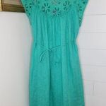 Maternal America Green Linen Cap Sleeve Crochet Eyelet Maternity Dress L Size undefined Photo 0