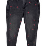 Hollister Vintage Y2K  Curvy High-Rise Mom Jeans Rose‎ Embroidered Black sz 00R Photo 0