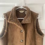 L.L.Bean Brown Vintage Faux Suede Sherpa Lined Vest Photo 5