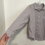 Maurice's  Striped 90s Prep Button Up Shirt Purple White Long Sleeve Button Down Photo 8