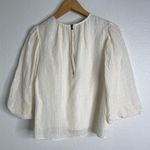 Marie Oliver  Puff Sleeve Top Silk & Linen Ivory Blouse Size Extra Small Photo 5